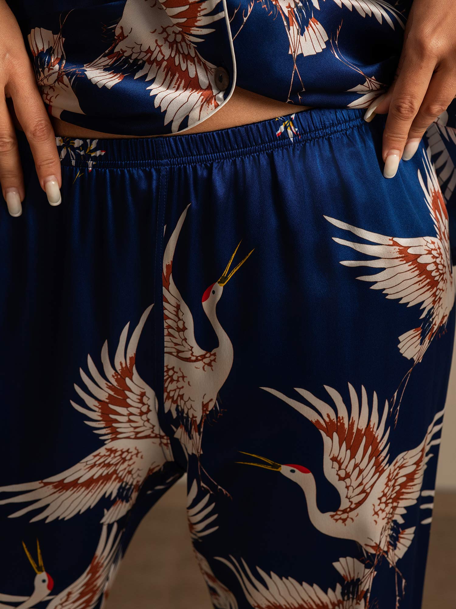 [Azul Oscuro] SilkSilky-ES 19Momme Seda Pura Womens Pajamas 007,