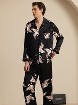 [Negro] SilkSilky-ES Long Sleeve Notch Collar Pijamas de hombre 003
