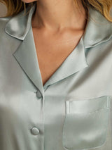 [Azul Claro] SilkSilky-ES Seda Pura Womens Pajamas 007,