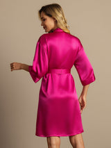 [Rosa Roja] SilkSilky-ES 3/4 Sleeve Bata de mujer 002