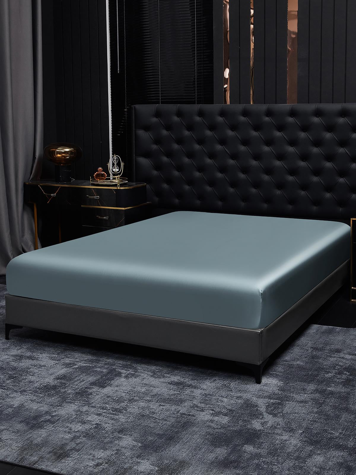 [Azul Grisáceo] SilkSilky-ES 19Momme Seda Pura Sheet 001