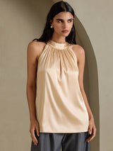 [Champán] SilkSilky-ES Sleeveless Halter Camisetas de Mujer 001