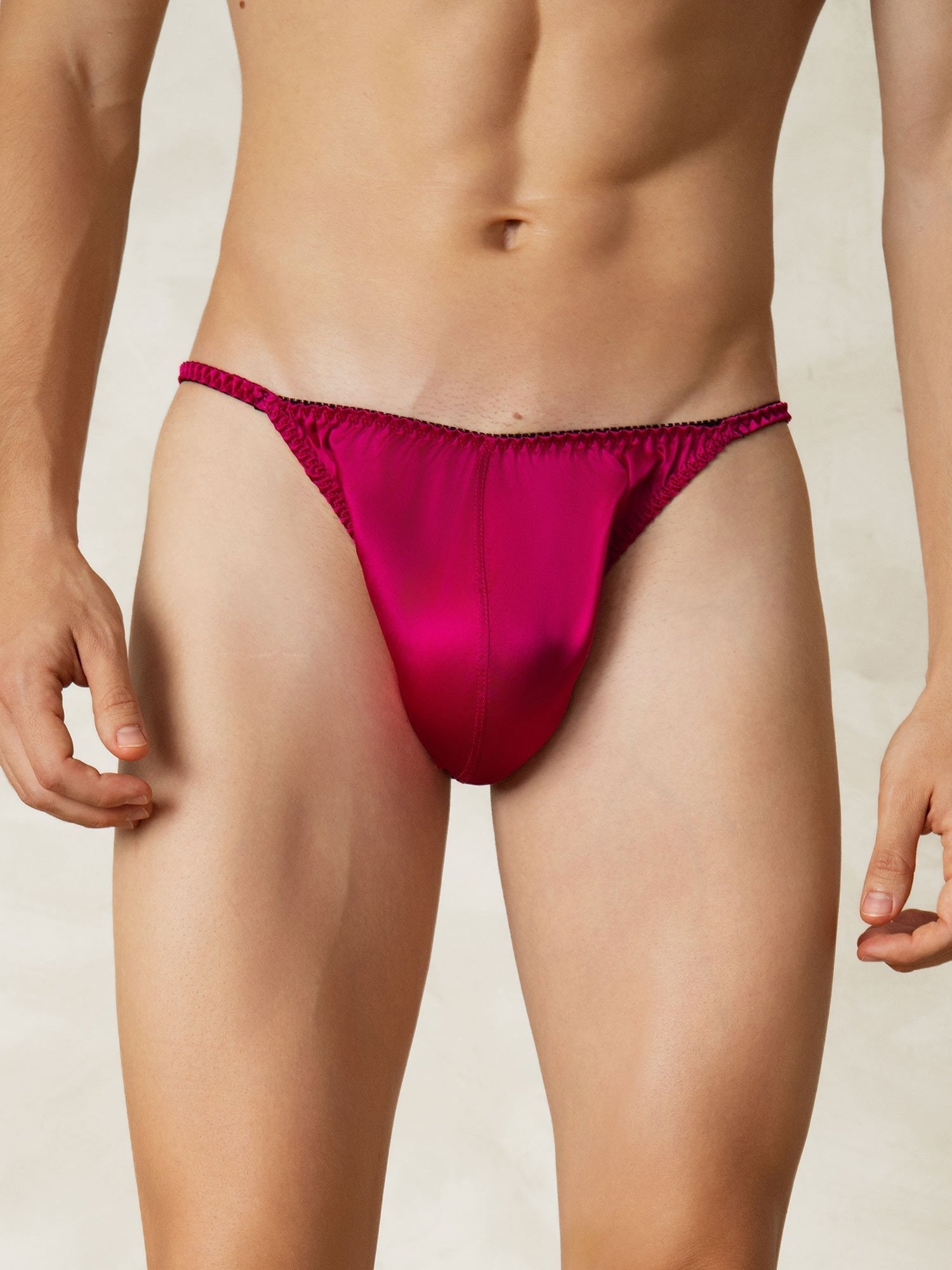 [Fucsia] SilkSilky-ES Seda Pura Mens Underwear 004,