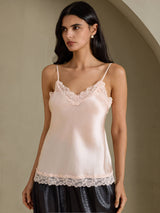 [Rosa] SilkSilky-ES V Neck Top de tirantes 001