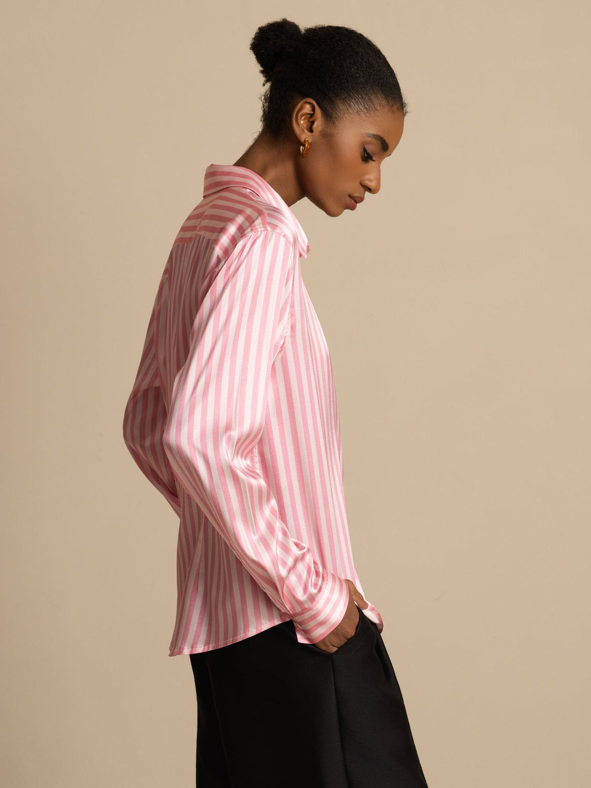 [Raya Rosa] SilkSilky-ES Long Sleeve Lapel Collar Blusas de Mujer 002