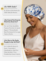 [Porcelana Azul Y Blanca] SilkSilky-ES Gorros De Dormir 005