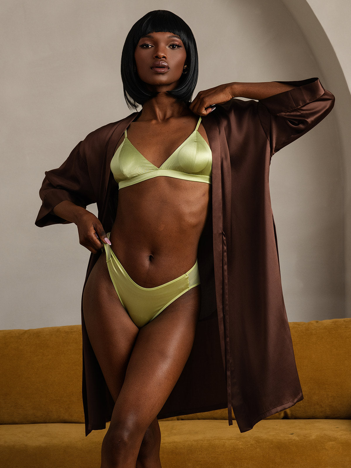 [Café] SilkSilky-ES Seda Pura Womens Robe 003