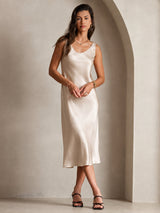 [Beige] SilkSilky-ES Sleeveless Vestido 004