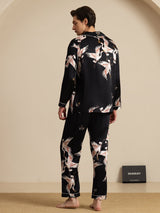 [Negro] SilkSilky-ES Long Sleeve Notch Collar Pijamas de hombre 002