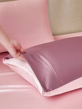 [MalvaPálido+RosaClaro] SilkSilky-ES 22Momme Seda Pura Bedding Set 005,