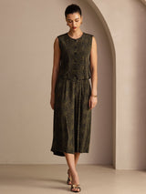 [Pino Vintage] SilkSilky-ES Sleeveless Crew Neck Women's Outfit Sets 005