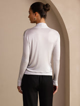 [Gris] SilkSilky-ES Long Sleeve Blusas 002