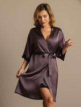 [Gris Púrpura] SilkSilky-ES Half Sleeve Bata de mujer 001
