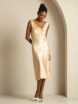 [Champán] SilkSilky-ES Sleeveless Cowl Neck Vestido 006