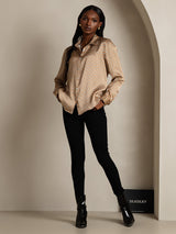 [Floral] SilkSilky-ES Long Sleeve Lapel Collar Blusas de Mujer 007