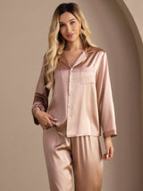[Toscana] SilkSilky-ES Long Sleeve Lapel Collar Pijamas de mujer 005