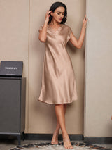 [Toscana] SilkSilky-ES Cap Sleeve V Neck Vestido 005