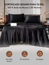 [Negro] SilkSilky-ES 30Momme Fundas De Almohada 007