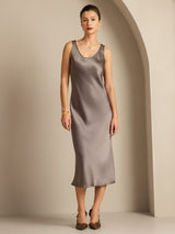 [Caqui Oscuro] SilkSilky-ES Sleeveless Vestido 001