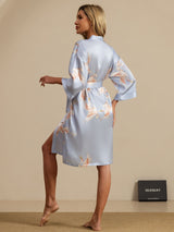[Azul Claro] SilkSilky-ES 3/4 Sleeve Bata de mujer 002