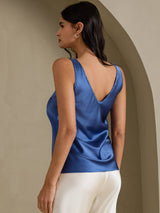 [Verde Azulado Real] SilkSilky-ES Sleeveless V Neck Top de tirantes 002