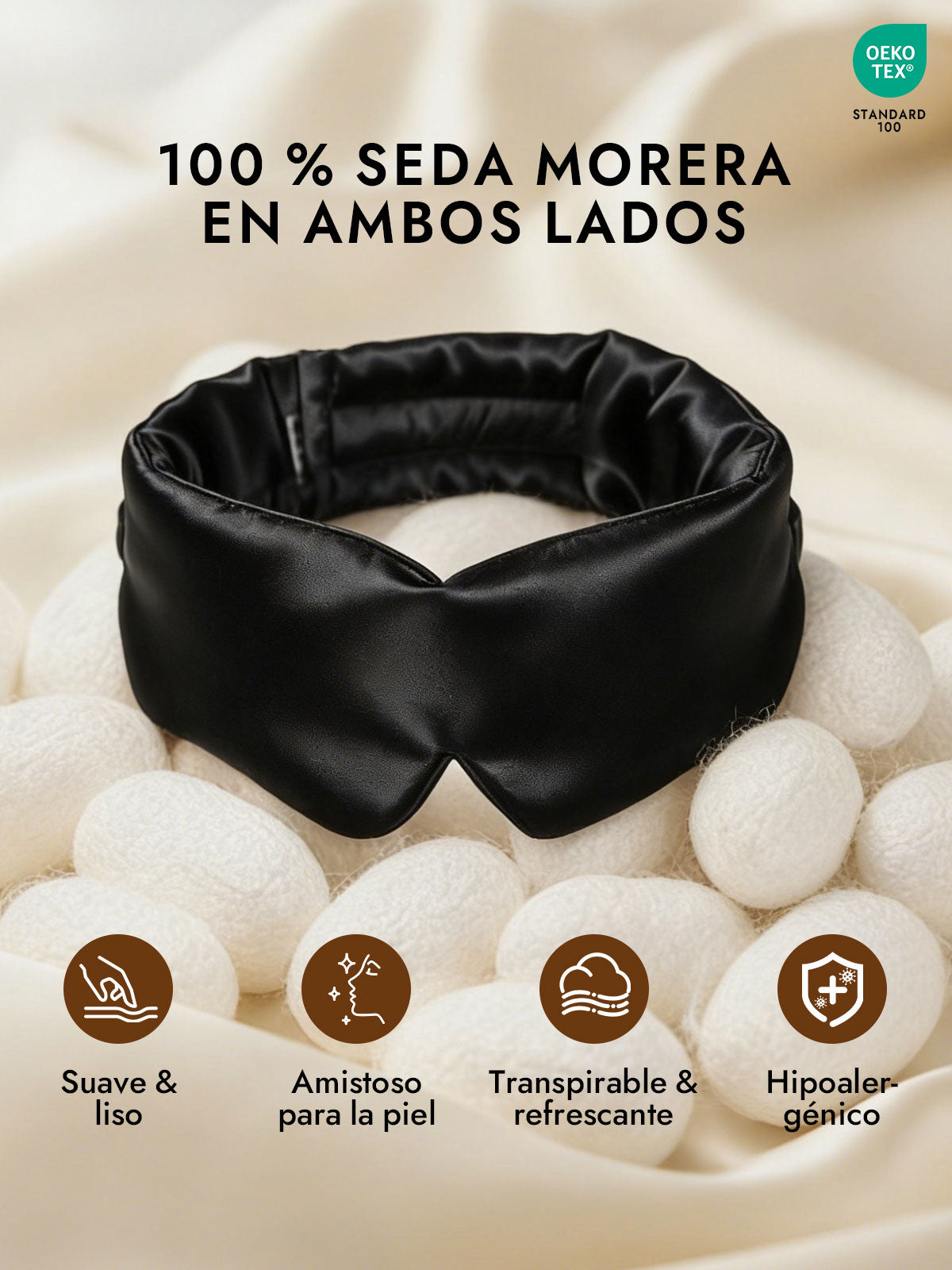 [Negro] SilkSilky-ES 19Momme Pure Silk Eye Mask 002