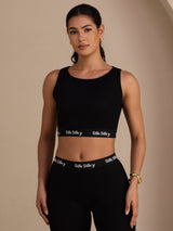 [Negro] SilkSilky-ES Sleeveless Crew Neck Women's Outfit Sets 005
