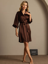 [Café] SilkSilky-ES 3/4 Sleeve Bata de mujer 007