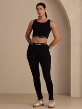 [Negro] SilkSilky-ES Sleeveless Crew Neck Women's Outfit Sets 006