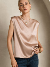 [Toscana] SilkSilky-ES Cap Sleeve Round Neck Camisetas de Mujer 003