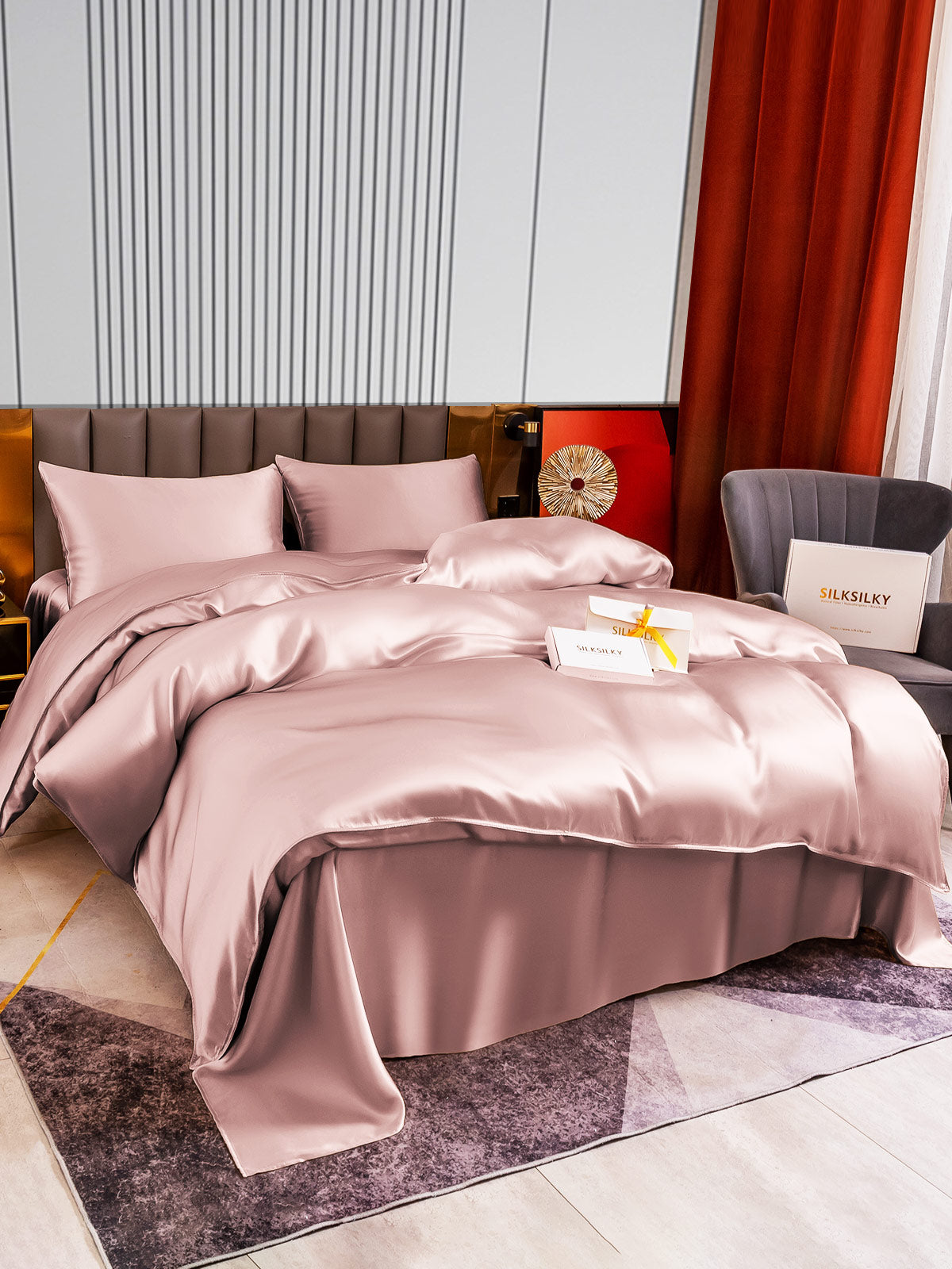 [Malva Pálido] SilkSilky-ES 22Momme Seda Pura Bedding Set 004