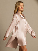 [Toscana] SilkSilky-ES Long Sleeve Lapel Collar Camisas de dormir 005