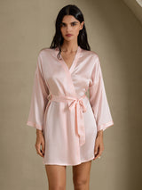 [Rosa Claro] SilkSilky-ES 3/4 Sleeve Bata de mujer 001