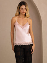[Rosa] SilkSilky-ES V Neck Top de tirantes 001