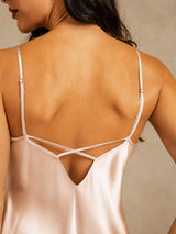 [Rosa] SilkSilky-ES Spaghetti Strap V Neck Camisón 005
