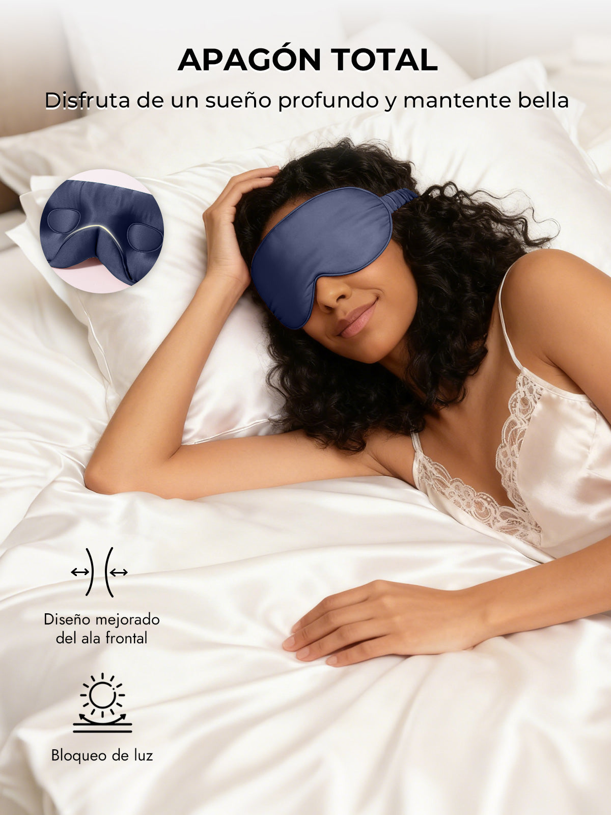 [Azul Oscuro] SilkSilky-ES Seda Pura Eye Mask 005