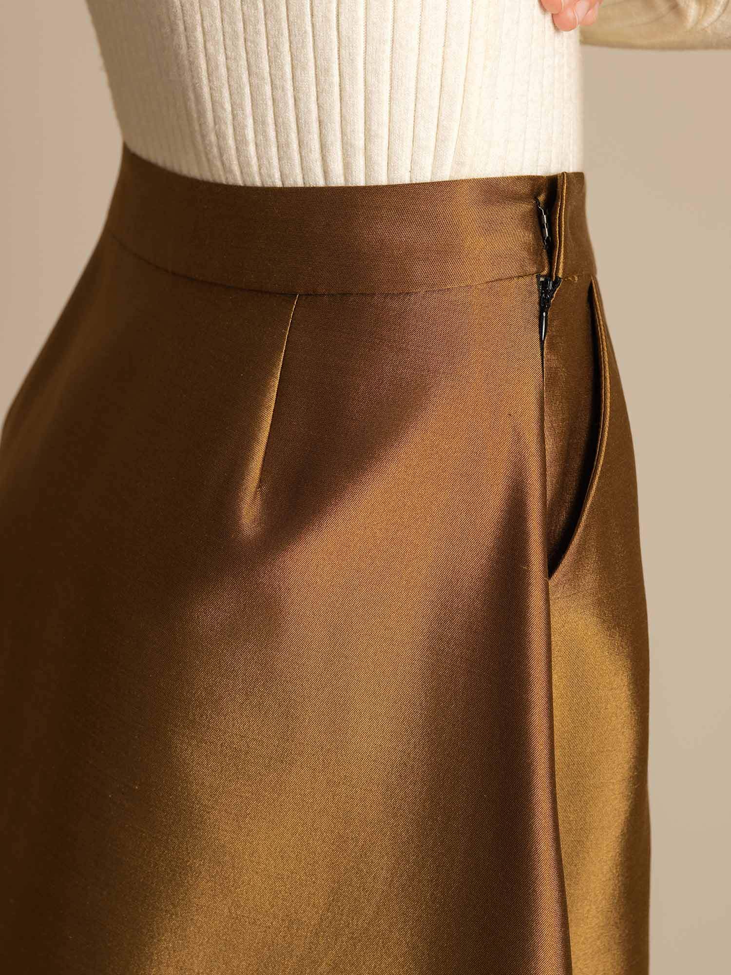 [Bronce] SilkSilky-ES 32Momme Silk-Wool Blend Skirt 004,