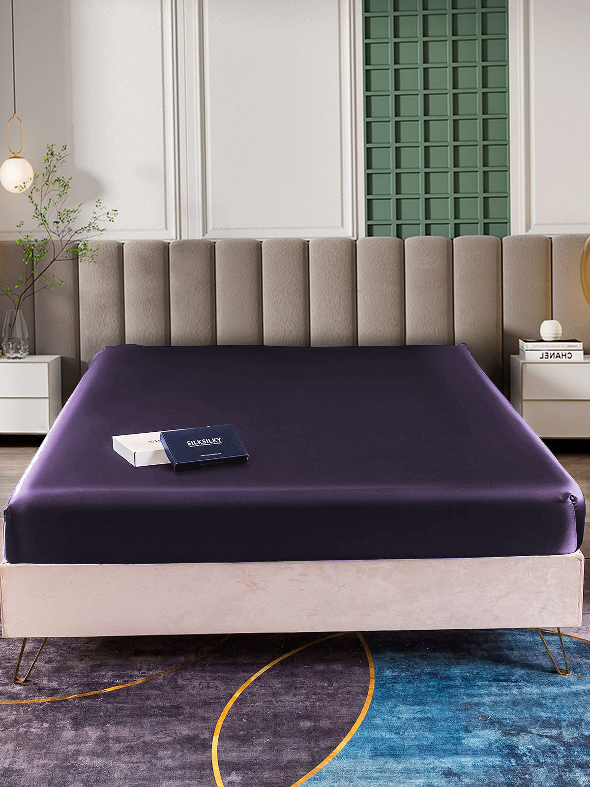 [Morado Oscuro] SilkSilky-ES 22Momme Seda Pura Sheet 001,