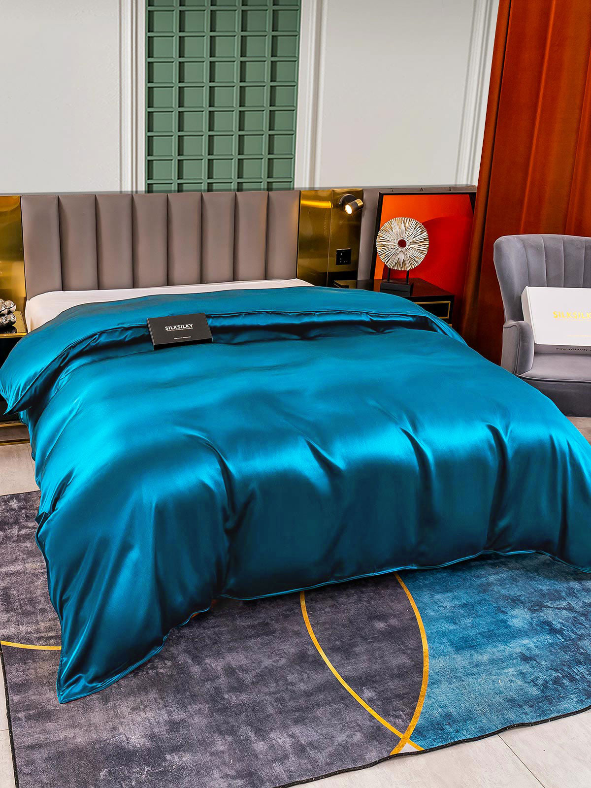 [Azul Real] SilkSilky-ES 25Momme Seda Pura Duvet Cover 003