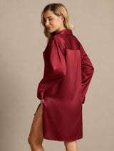 [Vino] SilkSilky-ES Long Sleeve Lapel Collar Camisas de dormir 002