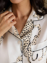 [Guepardo Blanco] SilkSilky-ES Short Sleeve Notch Collar Pijamas de mujer 005