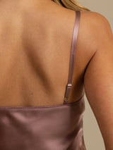 [Malva Pálido] SilkSilky-ES Spaghetti Strap V Neck Camisón 006