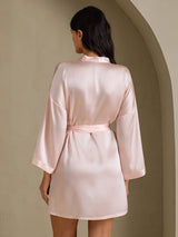 [Rosa Claro] SilkSilky-ES 3/4 Sleeve Bata de mujer 002