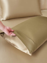 [Beige+Caqui] SilkSilky-ES 19Momme Juego de ropa de cama 005