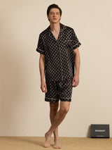 [Cadena Negra] SilkSilky-ES Short Sleeve Lapel Collar Pijamas de hombre 006