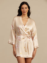 [Champán] SilkSilky-ES 3/4 Sleeve Bata de mujer 001