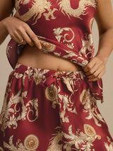 [Dragón Vino] SilkSilky-ES Spaghetti Strap V Neck Conjunto de tirantes 006