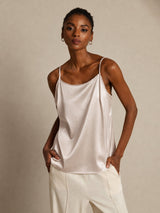 [Beige] SilkSilky-ES Spaghetti Strap Top de tirantes 001