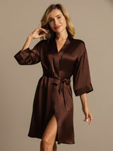 [Café] SilkSilky-ES 3/4 Sleeve Bata de mujer 004