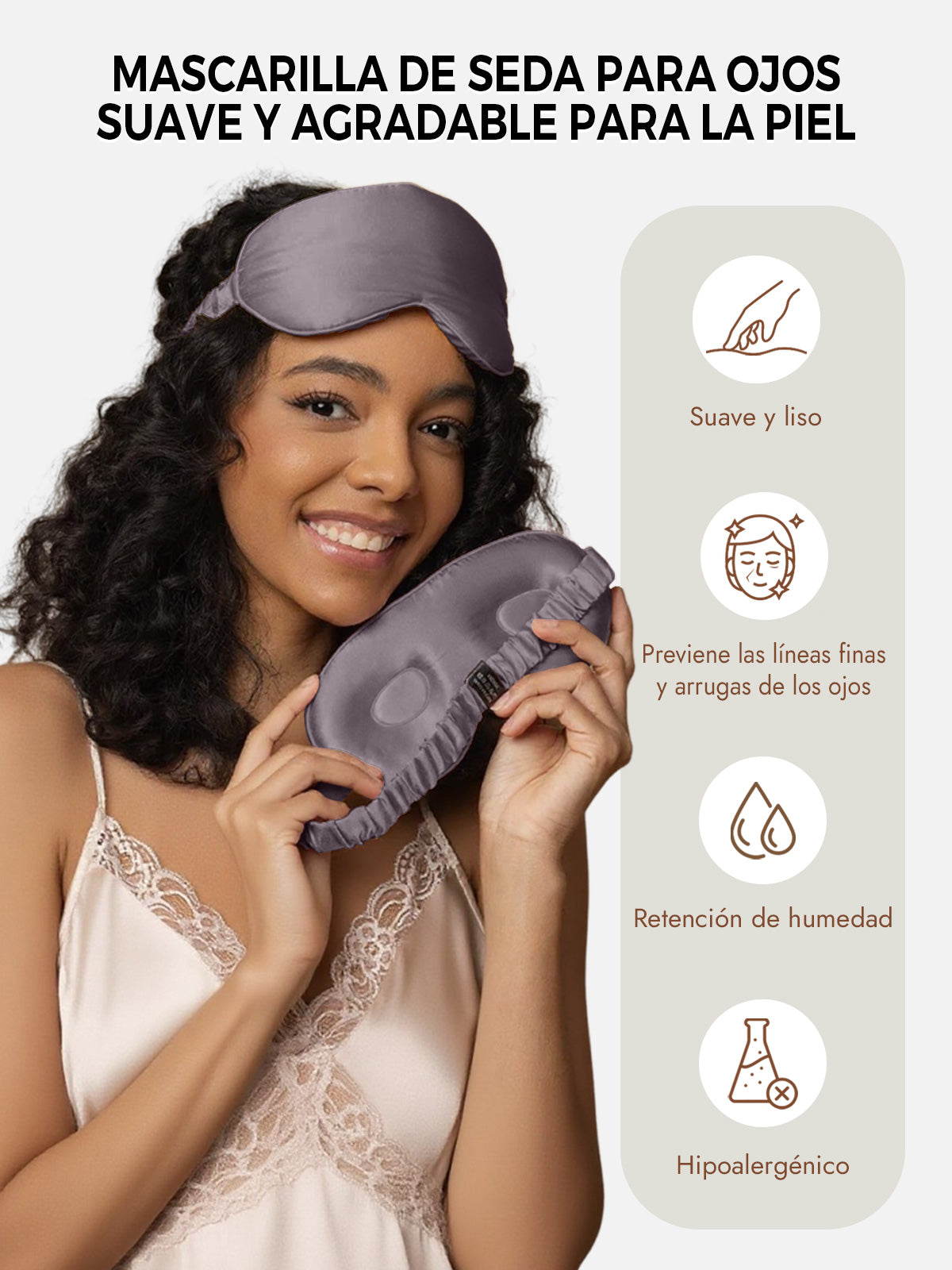 [Gris Oscuro] SilkSilky-ES Seda Pura Eye Mask 003
